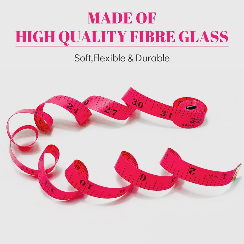 MYGBBKITDEC Tape Measure Body Sewing Measuring Tape Soft Double Scale Fabric Tape Measurement for Sewing Cloth 60-inch, 3 Pack Craft Vinyl Tailor Ruler for Weight Loss (Pink) - Image 4